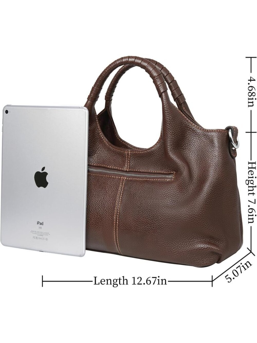 Women's Coffee Genuine Leather Shoulder Satchel Designer Crossbody Hobo Bags - Picture 5 of 6